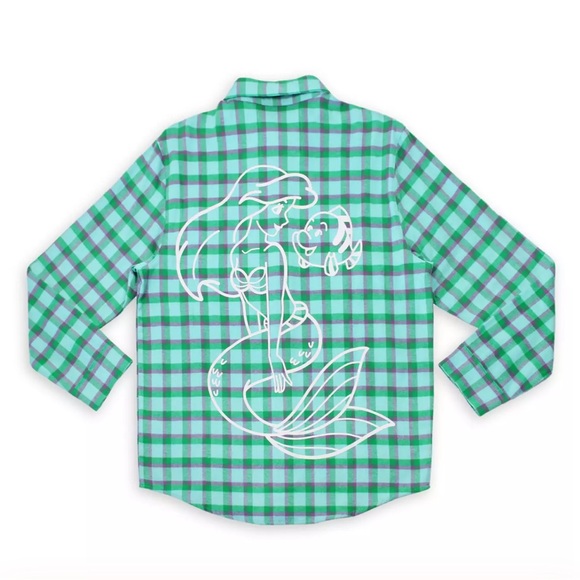 Cakeworthy Disney Ariel Flounder The Little Mermaid Unisex Plaid Flannel Shirt M - Picture 1 of 13